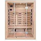 HOME DELUXE – Infrarotkabine SAHARA L – 150 x 120 x 190 cm - für 2-3 Personen, 6 Vollspektrumstrahler, Holz: Hemlocktanne I Infrarotsauna, Sauna, Wärmekabine, Infrarot