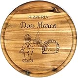 Sterngraf Pizzateller mit Gravur (Namen) personalisiertes Holz Pizzabrett 32cm Akazienholz - Geschenkidee zum Geburtstag, Geschenke Jahrestag Jubiläum, MotivP9 Pizzeria
