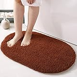Luxus Badezimmer Teppich Matte,Weich Saugfähig Badematte Zottig Plüsch Teppich rutschfest Badeteppiche,Nicht Vergießen Shaggy Badeteppich-Kaffee 60x155cm(24x61inch)
