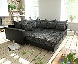 DELIFE Eckcouch Clovis Schwarz Hocker Armlehne Ottomane Links Ecksofa modular