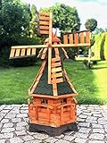 DARLUX handgefertigte Garten-Windmühle aus Holz und Bitumschindeldach, in verschiedenen Größen L - XXL (Braun - Grün XL)