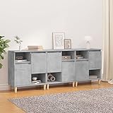 Tidyard 3 STK. Sideboard Kommode Anrichte Buffets Schrank Beistellschrank Mehrzweckschrank Standschrank 4 Fächer und 2 Türen Holzwerkstoff Betongrau 60x35x70 cm