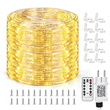 Qedertek 10M LED Lichterschlauch Außen/Innen 240 LED Warmweiß, 8 Modi Wasserfest Timer Speicherfunction LED Schlauch mit Strombetrieben für Garten Hochzeit Party Deko
