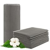Newwiee 24 Stück wiederverwendbare Papiertücher, Waffelgewebe, 100 % Baumwolle, Geschirrtuch, weiche Küchentücher, saugfähig, papierlos, Küchentücher, Trocknen, Reinigen, Kochhandtuch (grau)