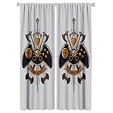 MRFSY Vintage-Gamepad-Vorhänge,mittelalterlicher Junge,Videospiel-Controller,Schwertmuster,Verdunkelungsvorhänge für Schlafzimmer,Stangentasche,Fenstervorhänge  106,7 x 160 cm