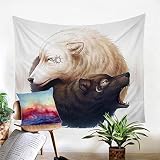 N / A Yin Yang Wolf von JoJosArt Tapisserie Home Decoration Hintergrund Stoff Tapisserie A3 220x235cm