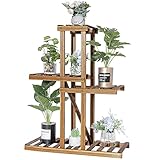 Yimobra Pflanzenregal für Innen- und Außenbereich, mehrstufiger Blumenständer aus Holz für Garten, Balkon, Terrasse und Wohnzimmer, inkl. 3 Gartengeräten, 67x76cm