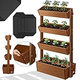 KESSER® Hochbeet Mit 4 Etagen Premium Blumenkasten Blumentreppe Pflanztreppe - Gemüsebeet Kräuterbeet Pflanzkübel Frühbeet Blumenbeet Pflanzkasten inkl. Gartenvlies- Beet für Terrasse Balkon & Garten