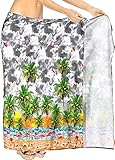 HAPPY BAY Damen Sommer Lang Bikini Strand Wickeltuch Sarong Wickelrock Bademode Pareo Strandkleid Vertuschen Badeanzügen für Frauen Grau, Flamingo-Strand Einheitsgröße