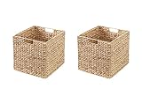 2er-Set Kallax Expedit Regal Korb / 34 x 32 x 32 cm/Aus Wasserhyazinthe Natur/Faltkorb Flechtkorb Regalbox Storage Box Aufbewahrungskorb Schrankkorb klappbar faltbar und sehr stabil Sparpreis