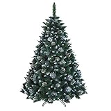 Künstlicher Christbaum Weihnachtsbaum Schnee bedeckte Kiefer mit Kristallen traditionell waldgrün luxuriös mit Ständer groß - 220 cm - Snow-Covered Pine