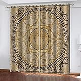 Hundnsney Vorhänge Wohnzimmer Modern Blickdicht 2Er Set 3D Goldkopfdruck Muster Schlaufenschal Verdunkelungsvorhang Vorhänge Lärmminderung Gardinen Fensterdekoration 210X220cm(HxB)