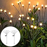 B-right Firefly Solar Pathway Lights, 2 Stück Solarlampe für Außen Glühwürmchen Licht, IP65 Wasserdicht Solar Lichterkette Gartenkunst-Feenbeleuchtung für Fußweg Yard Patio Balkon Garten Dekoration