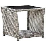 WOODEY Möbel Couchtisch Grau 45x45x40cm Größe Poly Rattan und Glas