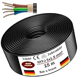 Erdkabel Stromkabel von 5m bis 100m NYY-J 5x1,5 mm² Elektrokabel Ring zur Verlegung im Freien, Erdreich (15m)