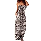 TRIGLICOLEUM Sexy Schulterfreie Bandeau-Kleid Damen Einfarbig Slim Fit Sommerkleid Rückenfreie Strandkleid Ärmelloses Bodenlange Maxikleid Lange Kleider mit Gürtel Kleid in A-Linie Partykleid