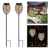Görvitor Solarleuchten Garten, LED Warmlicht Solarlampen für Außen Garten, 69CM Gartenleuchten IP65 Wasserdicht, Solarleuchten für außen Vintage Deko Terrasse Rasen Wegeleuchten (Metall)