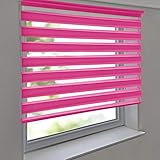 Doppelrollo Premium 110 x 180 cm rosa/pink - Duorollo Vario Seitenzug zum Anschrauben freihängend für Wandmontage und Deckenmontage - inkl. Metallträger