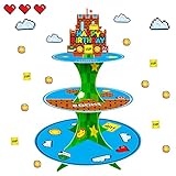 Super Brother Cupcake-Ständer Videospiele Geburtstag Thema Party Zubehör für Kinder Geburtstag Kuchen Cupcake Dekoration 3 Etagen Karton Service-Tabletts