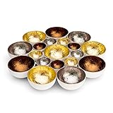 Teelichthalter Gold Silber kupferfarben Ø 21 cm, Deko Wohnzimmer, perfekte Tisch Dekoration und Präsent zum Geburtstag, Metall