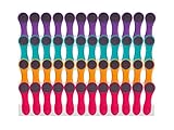 48 Wäscheklammern mit Federn aus rostfreiem Edelstahl Soft Grip Softgrip Soft Touch Softtouch (Lila, Türkis, Gelb, Pink, Grau)