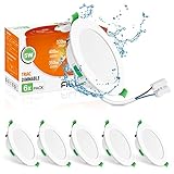 ALUSSO LED Einbaustrahler 230V Flach, 5W IP65 LED Einbauleuchten für Badezimmer, 400LM Dimmbar LED Spots, Warmweiß 3000K Neutralweiß 4000K Kaltweiß 6500K, 30MM Ultra Flach LED Deckenspots, 6er Set