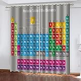Gardinen Wohnzimmer Mit Ösen, Vorhang Blickdicht 3D Periodensystem Der Chemischen Elemente Muster Verdunklungsvorhänge Kinderzimmer Fensterdekoration, Thermovorhang Schlafzimmer Wohnzimmer 2Er Set 2