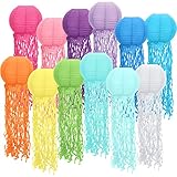 Retisee Set mit 12 Quallen Papierlaternen Meerjungfrau hängende Laterne unter dem Meer Partydekorationen für Geburtstag Ozean Einhorn Thema Party Zimmer Klassenzimmer Zubehör Mehrfarbig