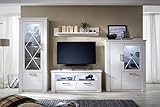 trendteam smart living Wohnzimmer Anbauwand Wohnwand Wohnzimmerschrank Georgia, 365 x 205 x 47 cm in Pinie Weiß Struktur Dekor im Landhausstil