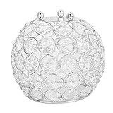 12 cm Schmiedeeisen Runder Kerzenständer, Klassischer Eleganter Runder Kerzenständer, Kristallschalenform-Kerzenständer, Tischdekoratives Herzstück, Einweihungsgeschenke (Silber)