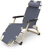 MIXMEY Lounge-Stuhl, zusammenklappbar, multifunktional, Liegestuhl, zusammenklappbar, Einzelliege, Escort-Nickerchen, Bett, Büro, tragbare Rückenlehne, Stuhl (Farbe: Grau)