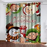 GSKOQD Verdunklungsvorhänge 3D Digitaldruck Cartoon-Weihnachtsmann-Muster Ösen Vorhang 2Er Set 200X200Cm (B X H) Verdunkelungsvorhang Blickdicht Gardinen Kinderzimmer Schlafzimmer Wohnzimmer Thermo