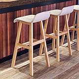 Barhocker, Barhocker aus Holz, hohe Hocker, für Zuhause, Küche, Restaurants, Thekenbarhocker mit Rückenlehne, Fußstütze und abnehmbarem Sitzbezug aus Leinen (Größe: 65 cm, Farbe: Grasgrün) (