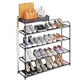 Sywhitta Schuhregal mit 4 Etagen, Schuhregal, mit Aufbewahrungsbox, multifunktional, freistehend, hohe Kapazität, Schuh-Organizer für Flur, Wohnzimmer, Balkon, Schlafzimmer, Schwarz