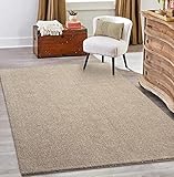 the carpet Grande Moderner Flauschiger Dichter Kurzflor Wohnzimmer Teppich, Supersoft Feeling, Melange Effekt, Eleganter Glanz, Beige, 200 x 290 cm