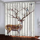 SAKKAI Gardinen Wohnzimmer Mit Ösen 3D Abstrakter Vogelelch Druck Muster Vorhang Blickdicht Für Kinderzimmer Schlafzimmer, Verdunklungsvorhänge 2Er Set, Schallschutz Thermovorhang 150X160cm (BxH)