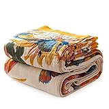 DEAMOS Überwurfdecke, Boho, doppelseitig, Blumendruck, weich, atmungsaktiv, warm, Überwurf für Camping, Sofa, Couch, 100 % Baumwolle, alle Jahreszeiten, Tagesdecke für Schlafzimmer, 250 x 250 cm