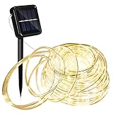 Cecaylie LED Lichterkette Solarbetrieben, 10m 100 LEDs Solar Lichtschlauch, IP65 Wasserdicht 8 Modi LED Schlauch für Auße für Garten, Balkon, Hochzeit, Party Weihnachtsbeleuchtung, Warmweiß