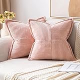 MIULEE 2er Set Kordsamt Kissenbezüge Samtkissen Weich Dekokissen Dekorativ Kissenbezug Modern Kissenhülle Sofakissen Zierkissen Couchkissen für Wohnzimmer Schlafzimmer Rosa 40x40 cm