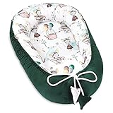 Babynestchen Velvet Kuschelnest für Neugeborene 90x50 cm - Baby Nestchen Bett Kokon Fleecestoff Maus Grün