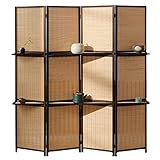Raumteiler Trennwand, Paravent Raumtrenner Bambus Wandtrenner Für Räume Mit 2 Regalen, Strapazierfähig Rustikal Tragbar Sichtschutzwand Temporäre Wand Für Teestube/Esszimmer/Terrasse (Color : #1, SI