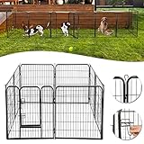 UISEBRT Welpenlaufstall Freilaufgehege Welpenauslauf Hundelaufstall Freigehege mit Tür Tierlaufstall Hunde Laufstall für Kleintiere, Hunde, Kaninchen (8tlg, 80 x 100cm)