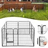 UISEBRT Welpenlaufstall Freilaufgehege Welpenauslauf Hundelaufstall Freigehege mit Tür Tierlaufstall Hunde Laufstall für Kleintiere, Hunde, Kaninchen (8tlg, 80 x 100cm)