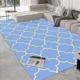 Kunsen Hochflor Teppich Minimale geometrische Anti-Rutsch Flur Teppich blau Dekoration Wohnzimmer anpassbar180x250CM