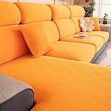 Magischer Sofabezug, Stretch, Couchbezüge for Sofagarnitur in L-Form, 3-Sitzer, Chaiselongue-Bezüge, Schonbezug, individuelle Couchkissenbezüge, Möbelschutz for Kinderhunde ( Color : Orange , Size : H