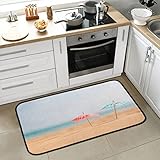 Sommer-Strand-Papierschirm, K¨¹chenteppiche, Bodenmatte, rutschfest, Anti-M¨¹digkeit, K¨¹chenmatten f¨¹r Boden, gepolsterter K¨¹chenl?ufer, Teppich f¨¹r Flur, Badezimmer, Esszimmer, 99,1 x 50,8 cm