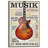 REINDERS Wanddeko Küche Bild Musik ist Leidenschaft 60x90 Braun Holz