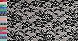 StoffBook SCHWARZ BI-Stretch TRAUMHAFTE Spitze Blumenmuster Stoff Stoffe, D249