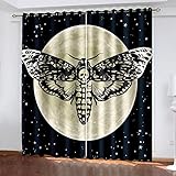 Vorhänge Blickdicht 3D Modische Persönlichkeit Motte Gardinen Verdunkelungsvorhänge 200x214 Cm Verdunklungsvorhänge Ösen, Drucken Curtains Für Schlafzimmer Wohnzimmer Deko, Verdunklungsgardine 2Er
