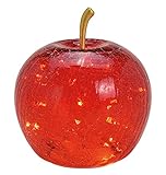 Wurm Dekoleuchte Apfel (S) Glas Rot, Apfel Lampe mit LED Lichterkette, Dekolampe, Tischleuchte, Apfellampe